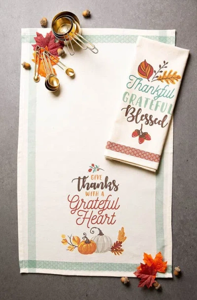 Dii Asst Grateful Fall Printed Dishtowel Set/2 In Grateful Fall