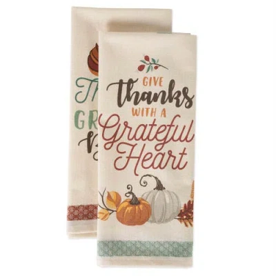Dii Asst Grateful Fall Printed Dishtowel Set/2 In Grateful Fall
