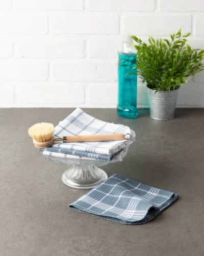 Dii Blue Waffle Weave Dishcloth Set/12 In Blue