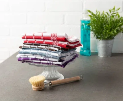 Dii Blue Waffle Weave Dishcloth Set/12 In Blue