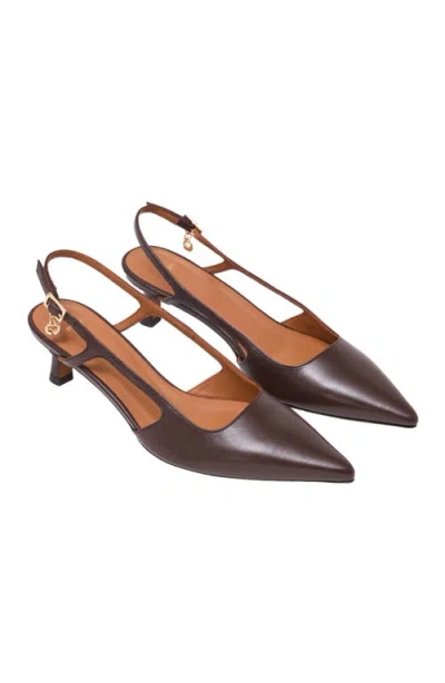 Maje Leather Slingbacks In Brown