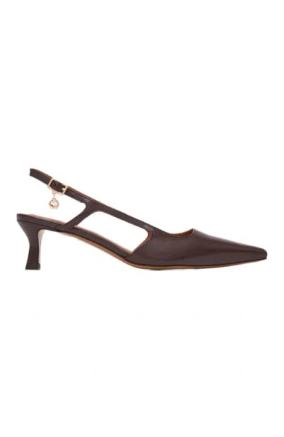 Maje Leather Slingbacks In Brown