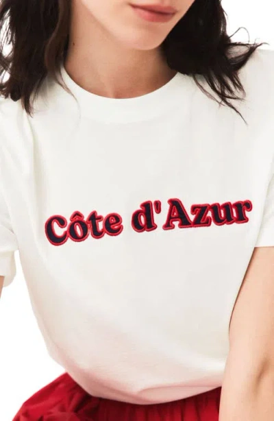 Maje T-shirt With Embroidery In White