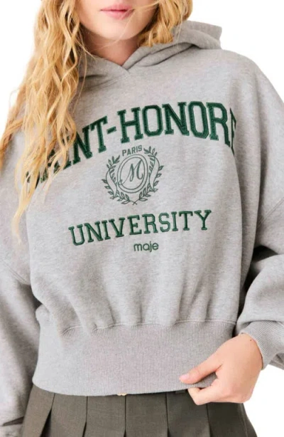 Maje Hooded Sweatshirt In Light Grey