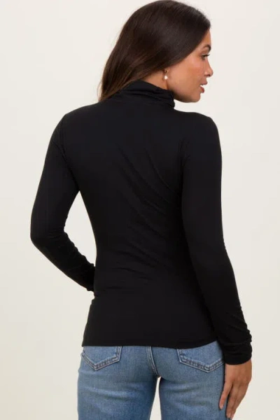 Pinkblush Brushed Knit Basic Turtleneck Top In Black