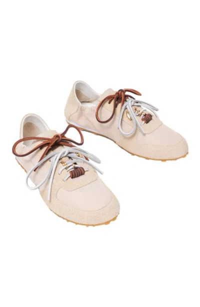 Maje Multi-lace Nylon Trainers In White