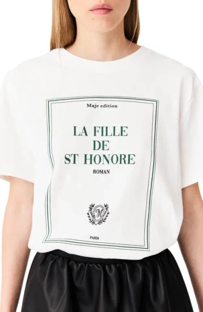 Maje Oversized T-shirt With Print In Neutral