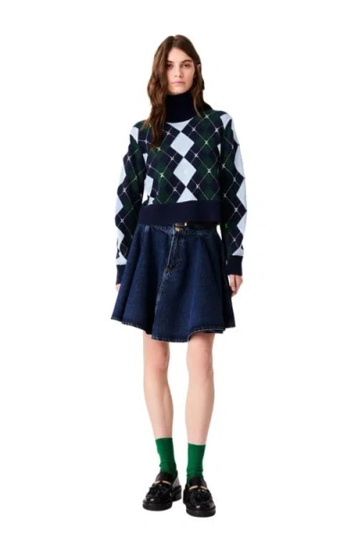 Maje Argyle Sweater With Rhinestones In Multi