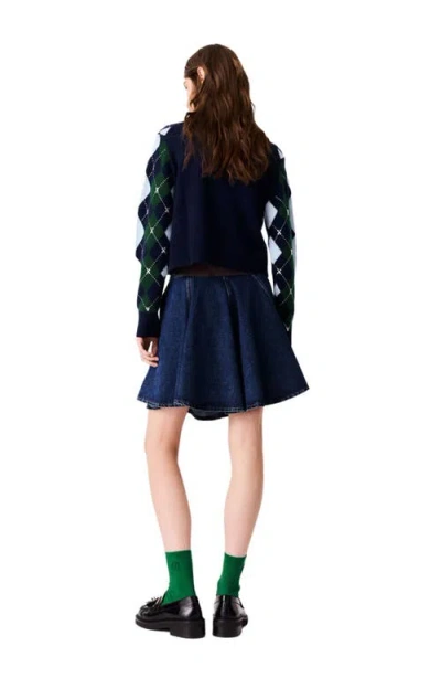 Maje Argyle Sweater With Rhinestones In Multi