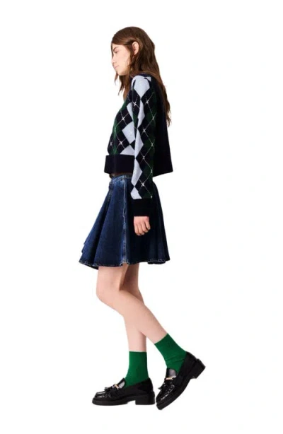 Maje Argyle Sweater With Rhinestones In Multi
