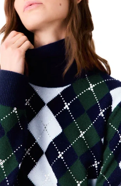 Maje Argyle Sweater With Rhinestones In Multi