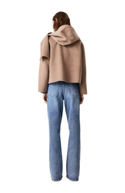 Maje Short Double-faced Coat In Mastic Beige