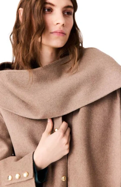 Maje Short Double-faced Coat In Mastic Beige