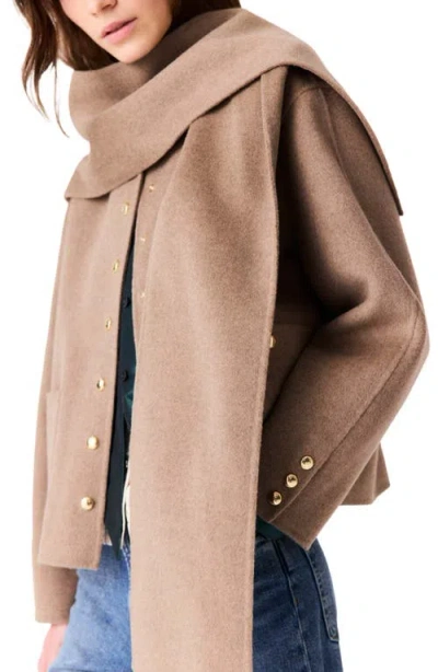Maje Short Double-faced Coat In Mastic Beige
