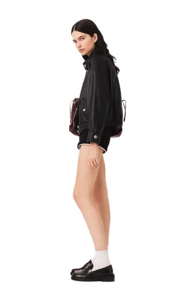 Maje Leather Jacket In Black