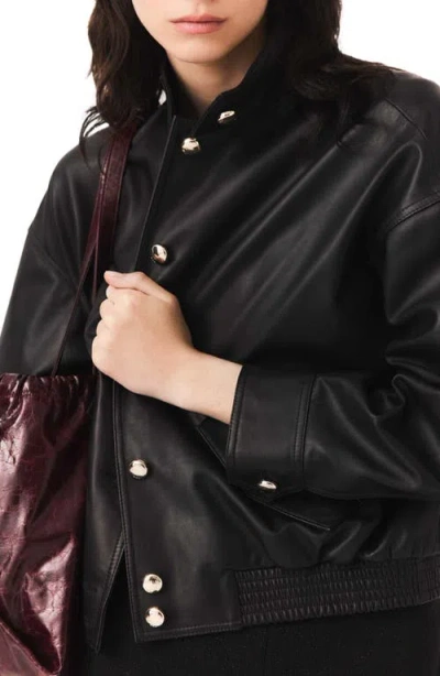 Maje Leather Jacket In Black