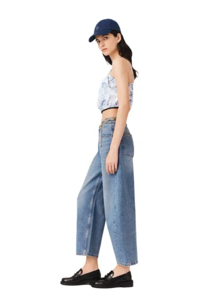 Maje Patterned Top With Straps In Blue