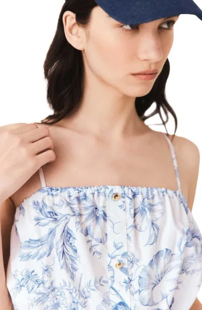 Maje Patterned Top With Straps In Blue
