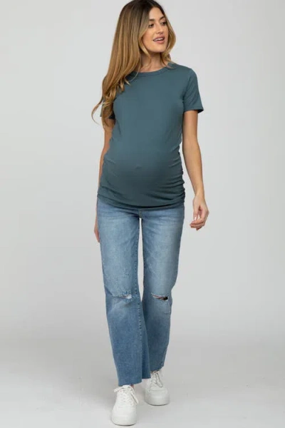 Pinkblush Basic Short Sleeve Top In Blue