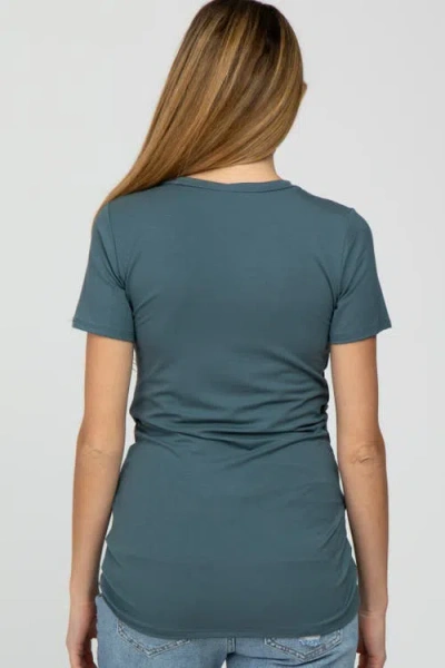 Pinkblush Basic Short Sleeve Top In Blue