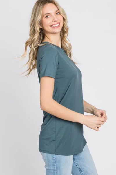 Pinkblush Basic Short Sleeve Top In Blue