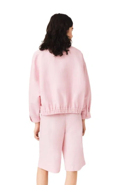 Maje Linen Blend Bomber Jacket In Pink