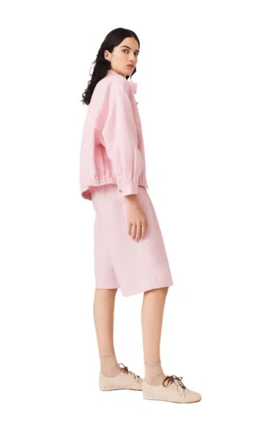 Maje Linen Blend Bomber Jacket In Pink