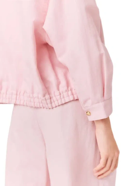 Maje Linen Blend Bomber Jacket In Pink