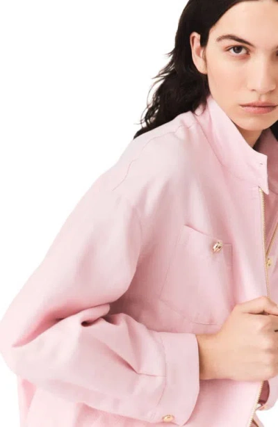 Maje Linen Blend Bomber Jacket In Pink