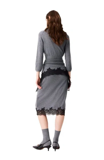 Maje Dress With Lace Panel In Gray