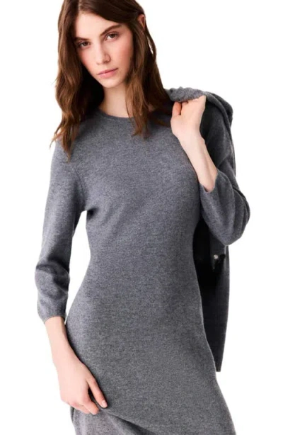 Maje Dress With Lace Panel In Gray
