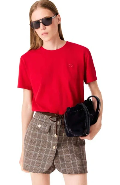 Maje T-shirt With Embroidered Logo In Red