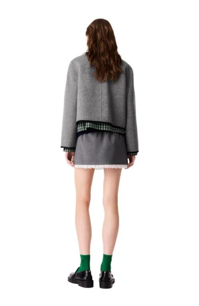 Maje Short Double-faced Coat In Light Grey