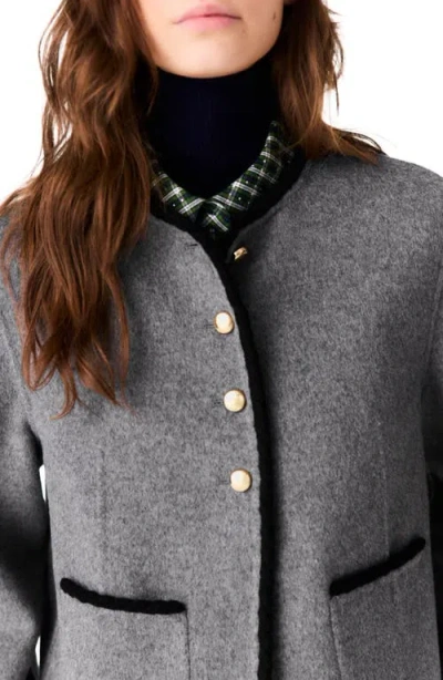 Maje Short Double-faced Coat In Light Grey