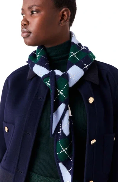 Maje Wool Argyle Triangle Scarf In Navy