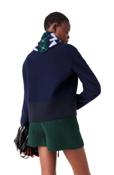 Maje Wool Argyle Triangle Scarf In Navy