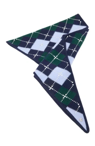 Maje Wool Argyle Triangle Scarf In Navy