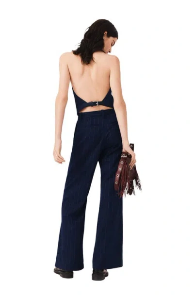 Maje Tailored Backless Top In Navy