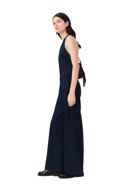 Maje Tailored Backless Top In Navy