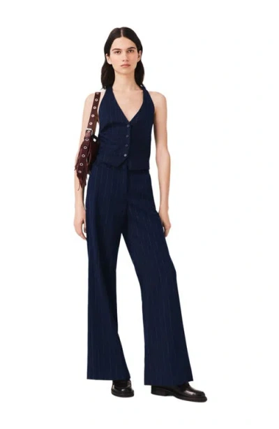 Maje Tailored Backless Top In Navy