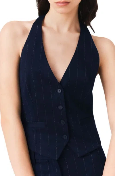 Maje Tailored Backless Top In Navy