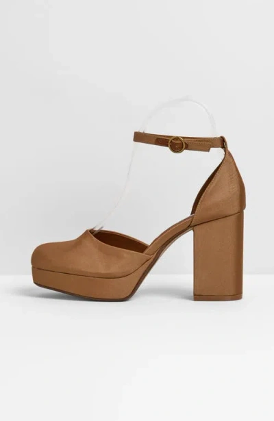 Charlotte Stone Libby Ankle Strap Platform Pump In Brass