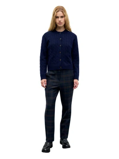 Gerard Darel Raiza Cable Knit Button Front Sweater In Blue