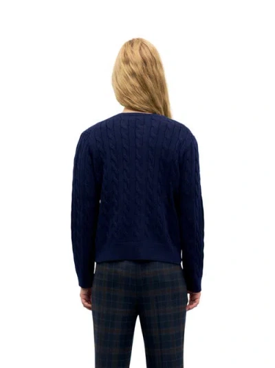 Gerard Darel Raiza Cable Knit Button Front Sweater In Blue
