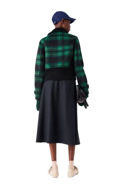Maje Checked-pattern Button-up Jacket In Green