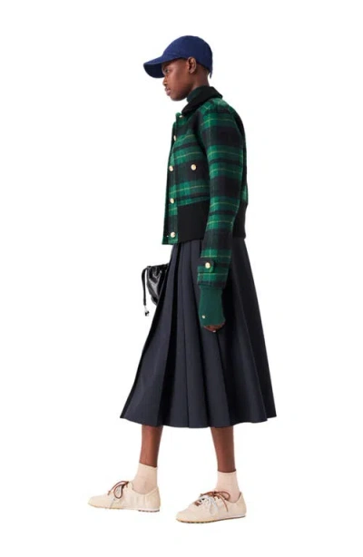 Maje Checked-pattern Button-up Jacket In Green