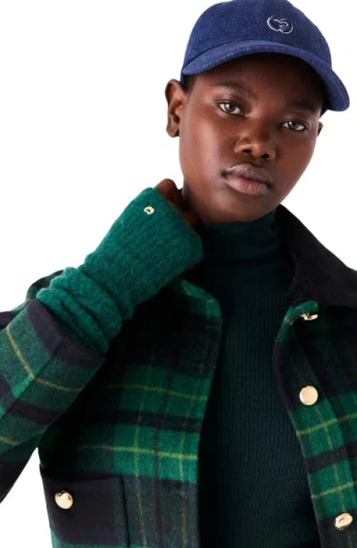 Maje Checked-pattern Button-up Jacket In Green