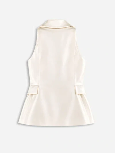 Nocturne Single Button Peak Lapel Vest In Ivory