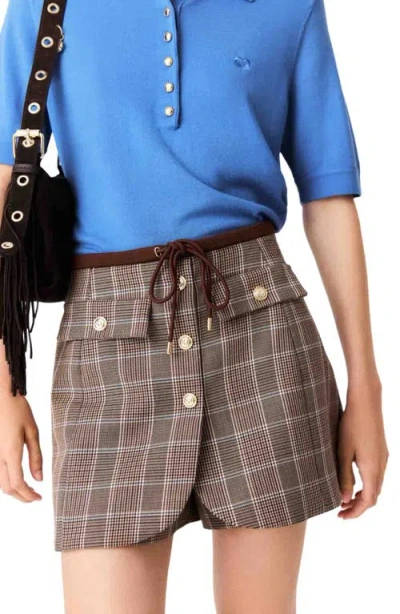 Maje Layered-effect Suit Shorts In Neutral