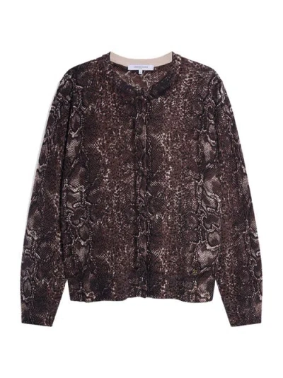 Gerard Darel Rouba Wool Printed Button Front Sweater In Brown